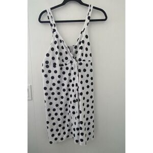 Cacique Terry Polkadot Swim Cover-up Robe Bath Wrap Women's Sz 14/16 White Black